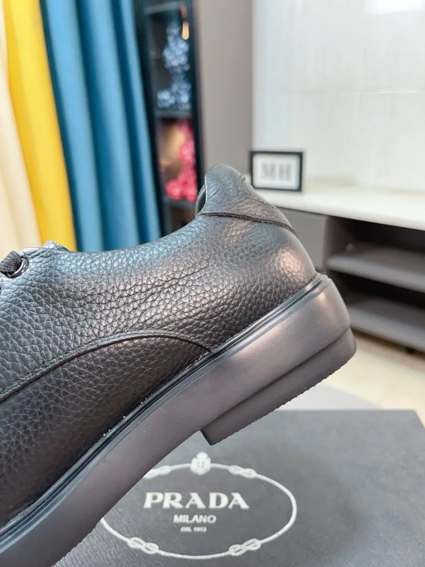 Men's shoes 💰540🌹🌹【PRADA Leather Shoes】Top purchasing agency Original imported Italian custom-made open-edge beaded cowhide leather surface, fully imported water-dyed breathable cowhide lining, original factory special molded sole super comfortable, size: 38-44